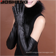 Ladies Winter Full Finger PU Leather Long Arm Glove